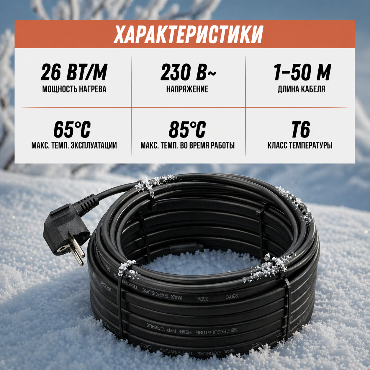Саморегулирующийся нагревательный кабель Ryxon (готовый комплект)