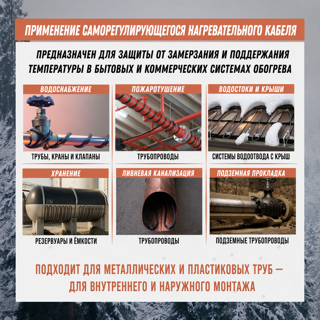 Саморегулирующийся нагревательный кабель Ryxon (готовый комплект)