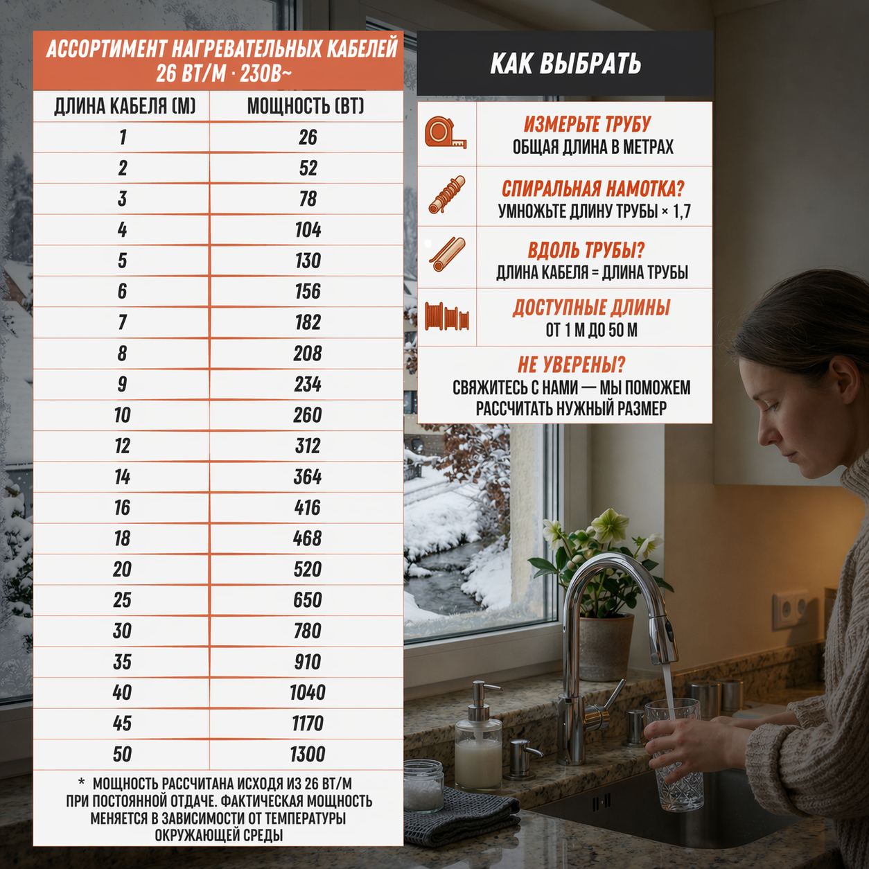 Саморегулирующийся нагревательный кабель Ryxon (готовый комплект)