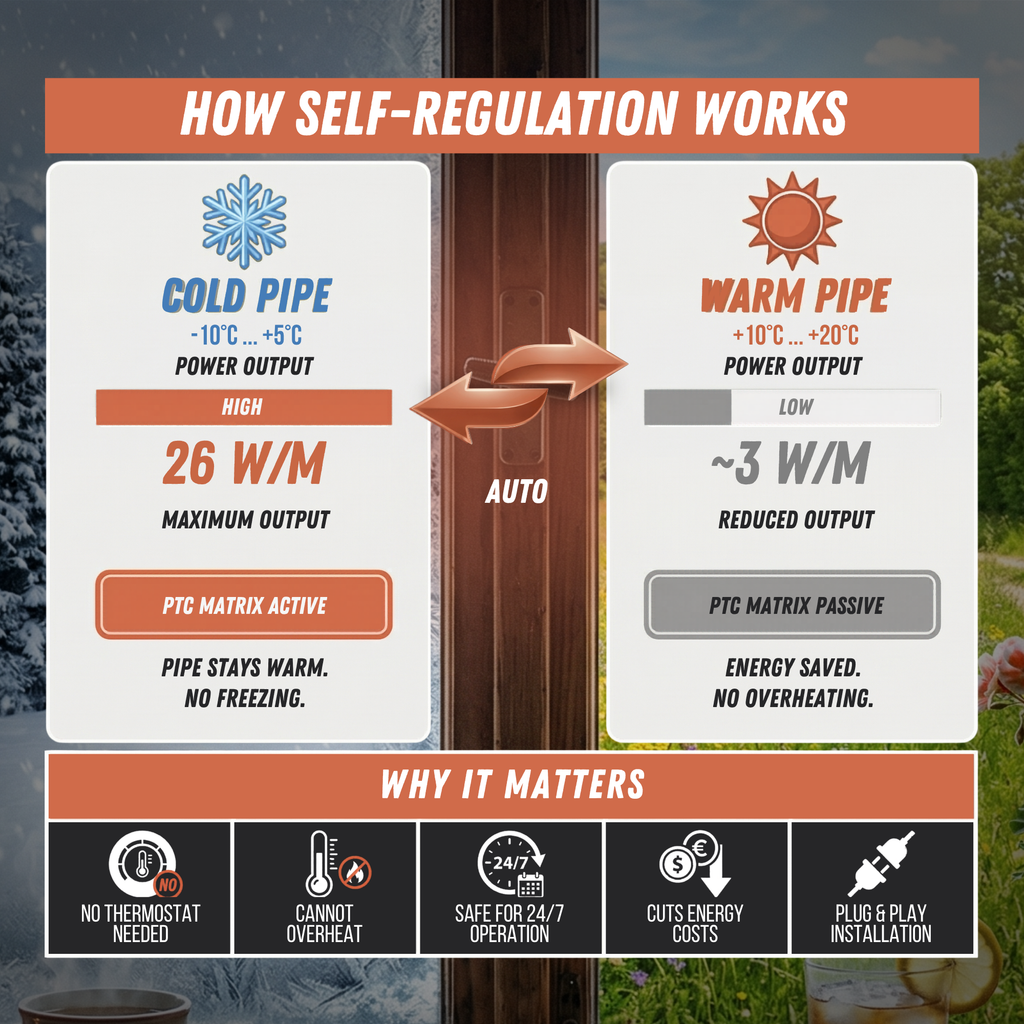 Assembled self-regulating heating cable Ryxon